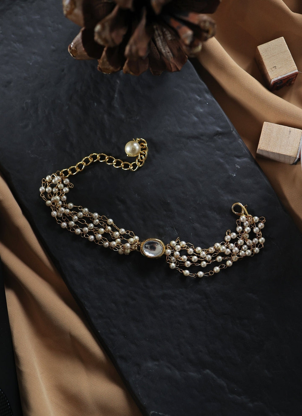 Do Taara Gold Kundan And Pearl BraceletFabilicious Fashion