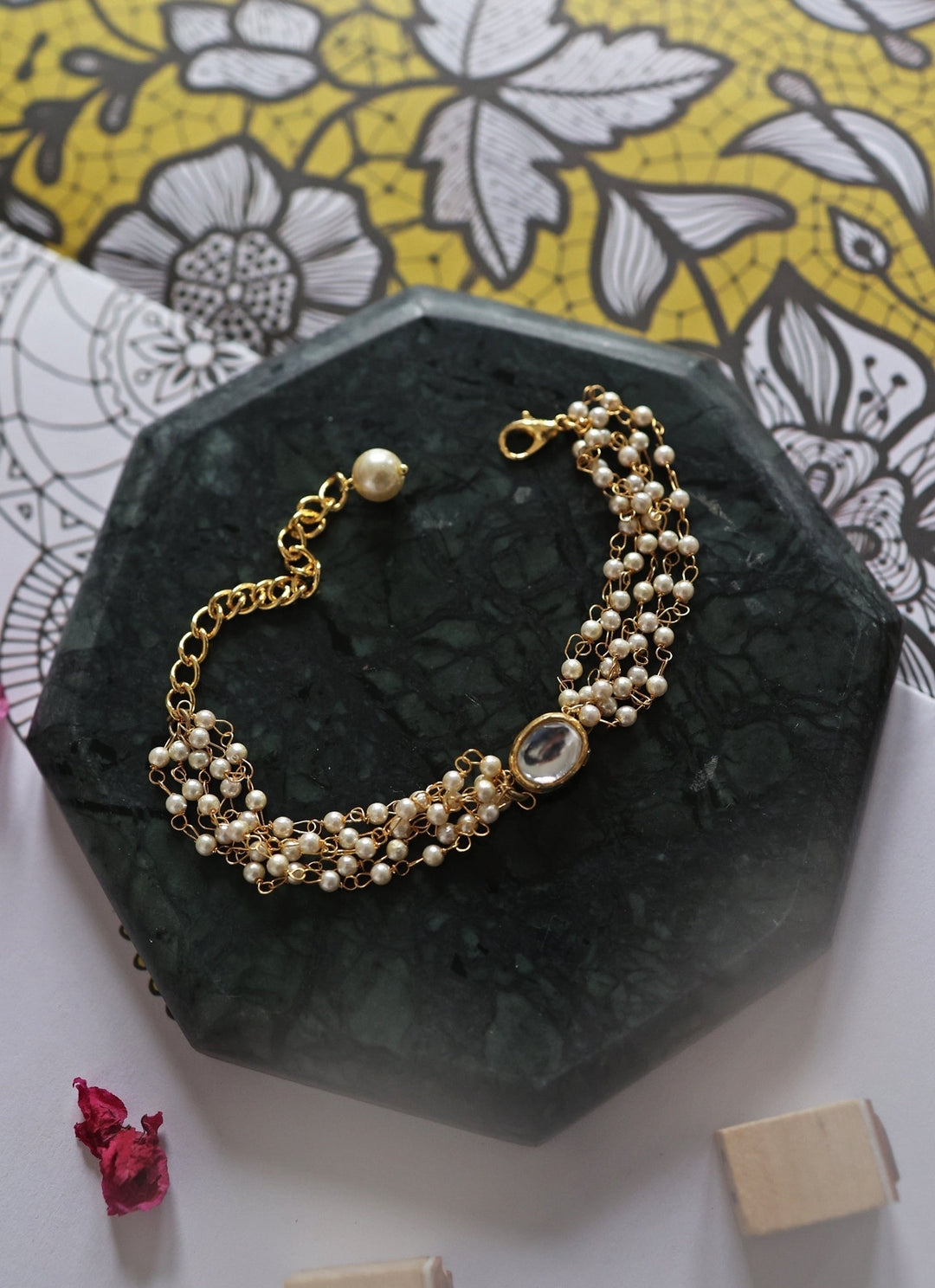 Do Taara Gold Kundan And Pearl BraceletFabilicious Fashion