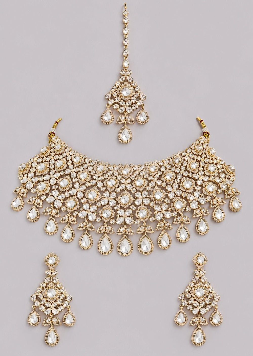 Zevar by Geeta Gold Kundan And Polki Bridal Necklace SetFabilicious Fashion