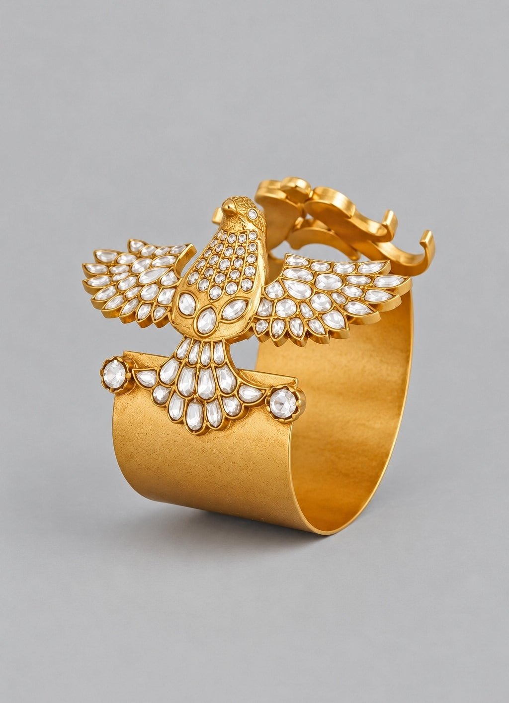 Zevar by Geeta Gold Kundan And Polki Cuff BraceletFabilicious Fashion