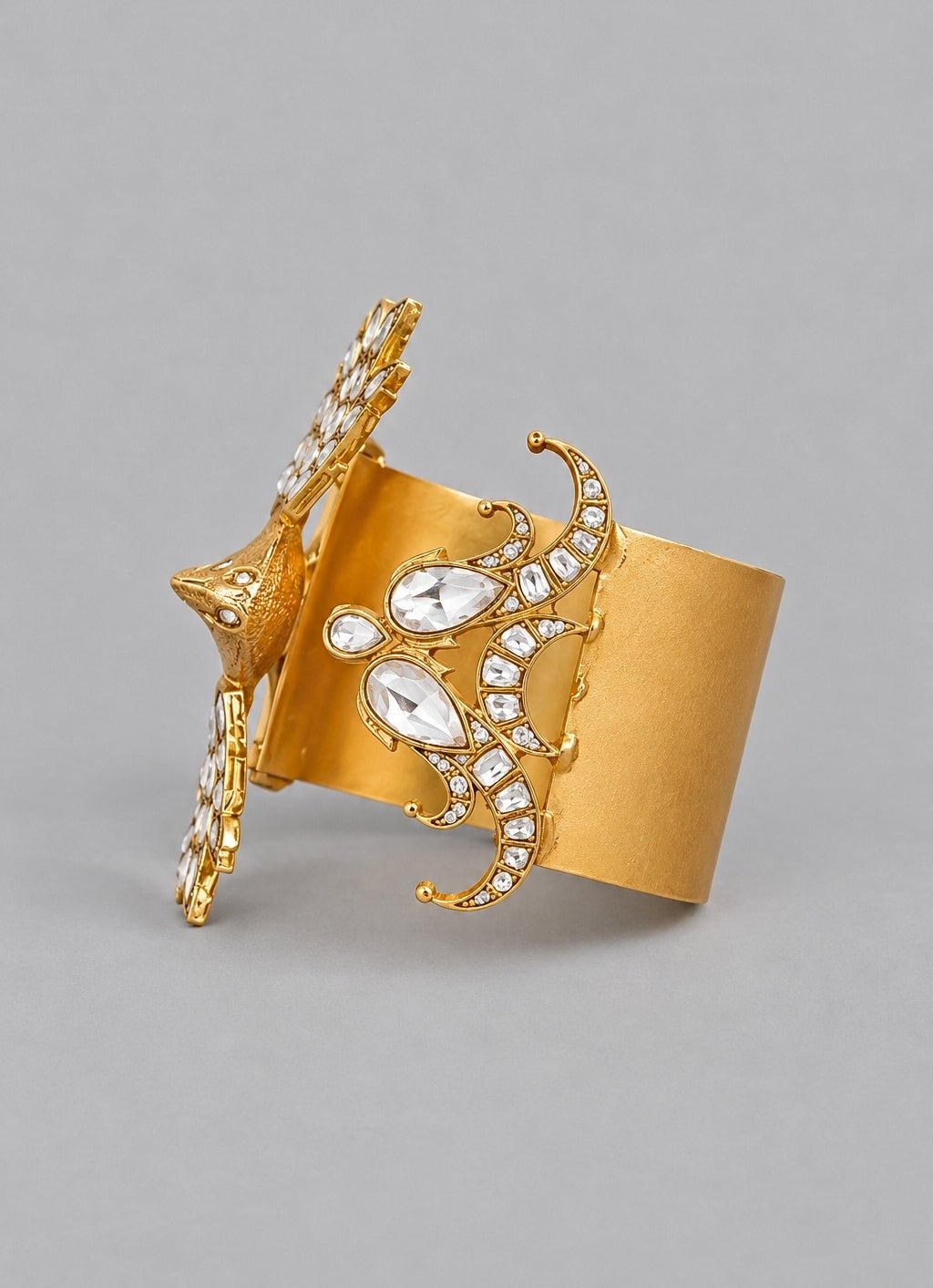 Zevar by Geeta Gold Kundan And Polki Cuff BraceletFabilicious Fashion