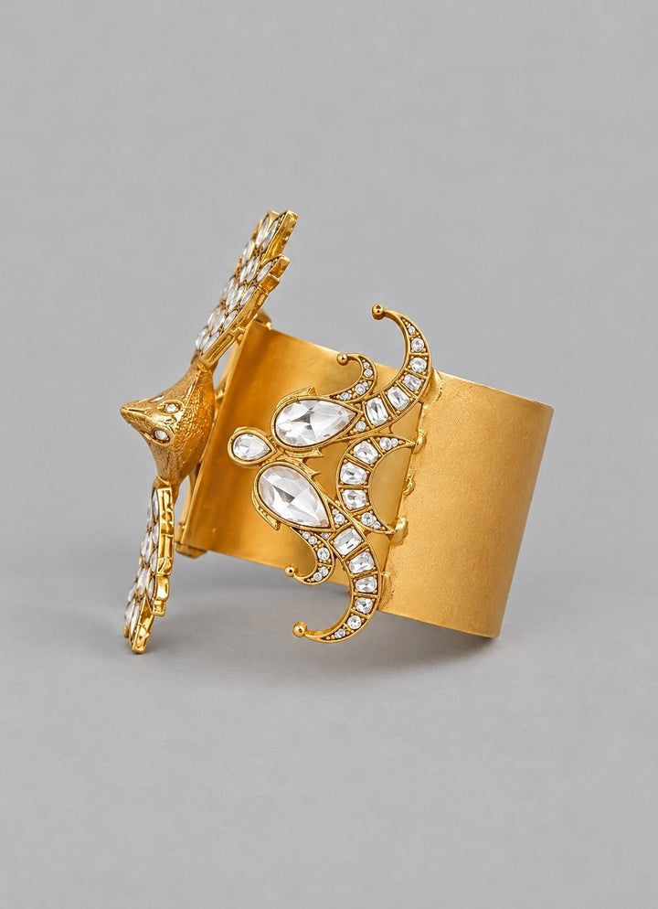 Zevar by Geeta Gold Kundan And Polki Cuff BraceletFabilicious Fashion