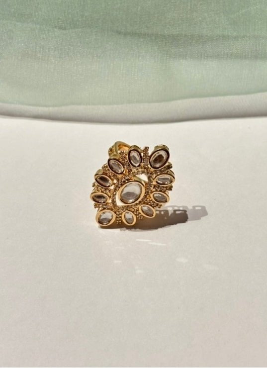 Naymee Gold Kundan And Polki RingFabilicious Fashion