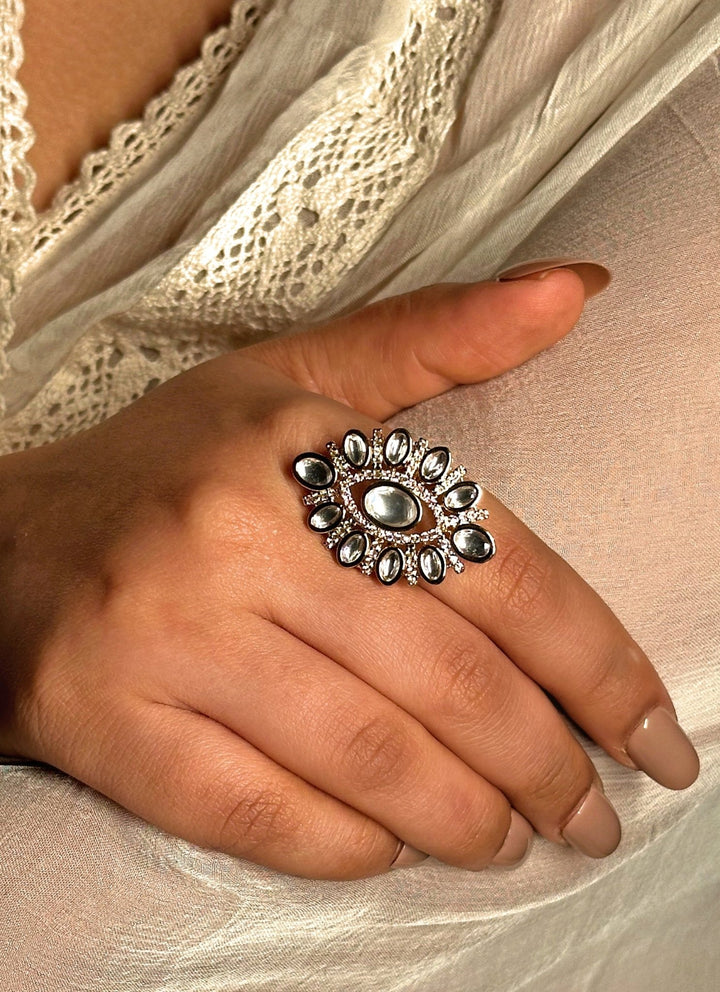 Naymee Gold Kundan And Polki RingFabilicious Fashion