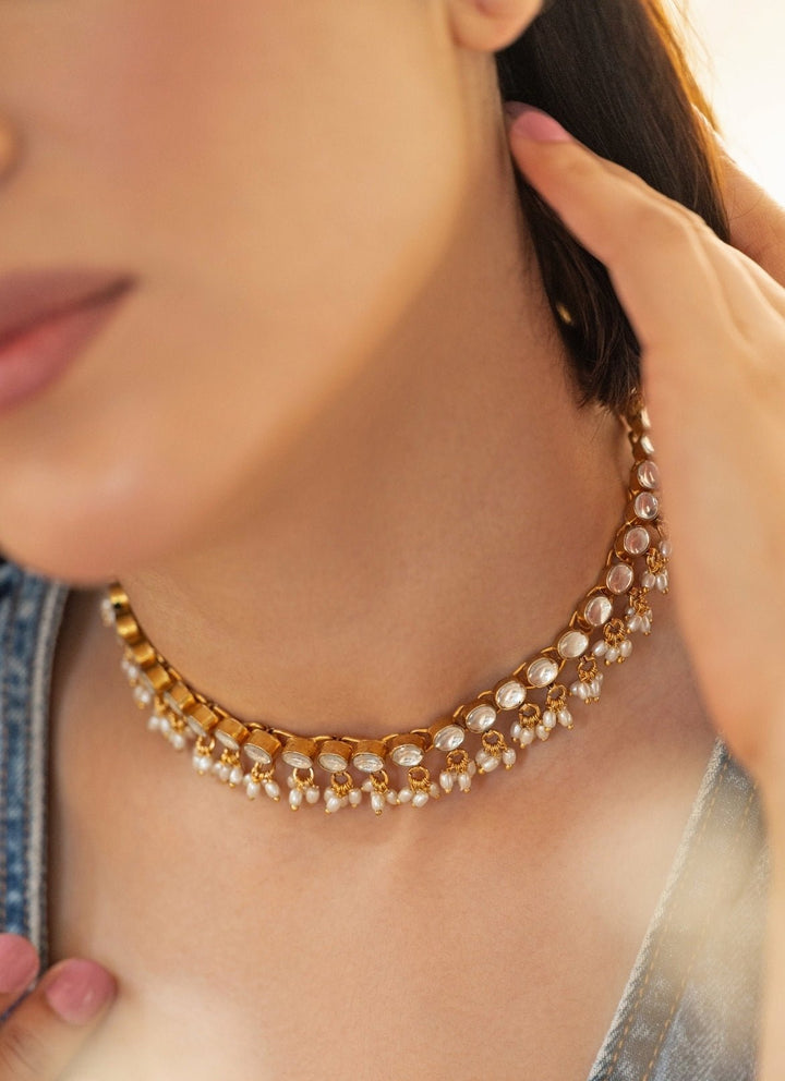 Do Taara Gold Kundan Choker NecklaceFabilicious Fashion