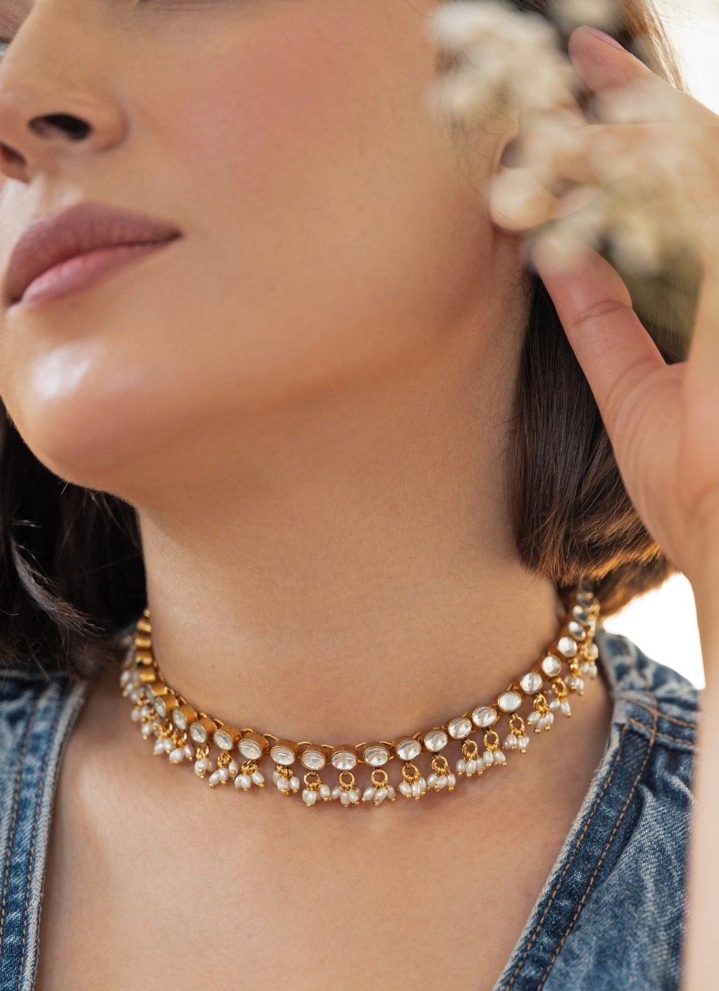 Do Taara Gold Kundan Choker NecklaceFabilicious Fashion