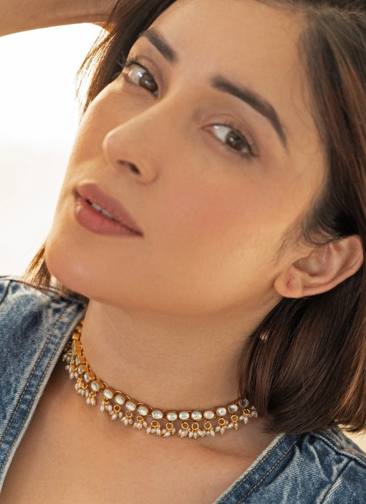 Do Taara Gold Kundan Choker NecklaceFabilicious Fashion