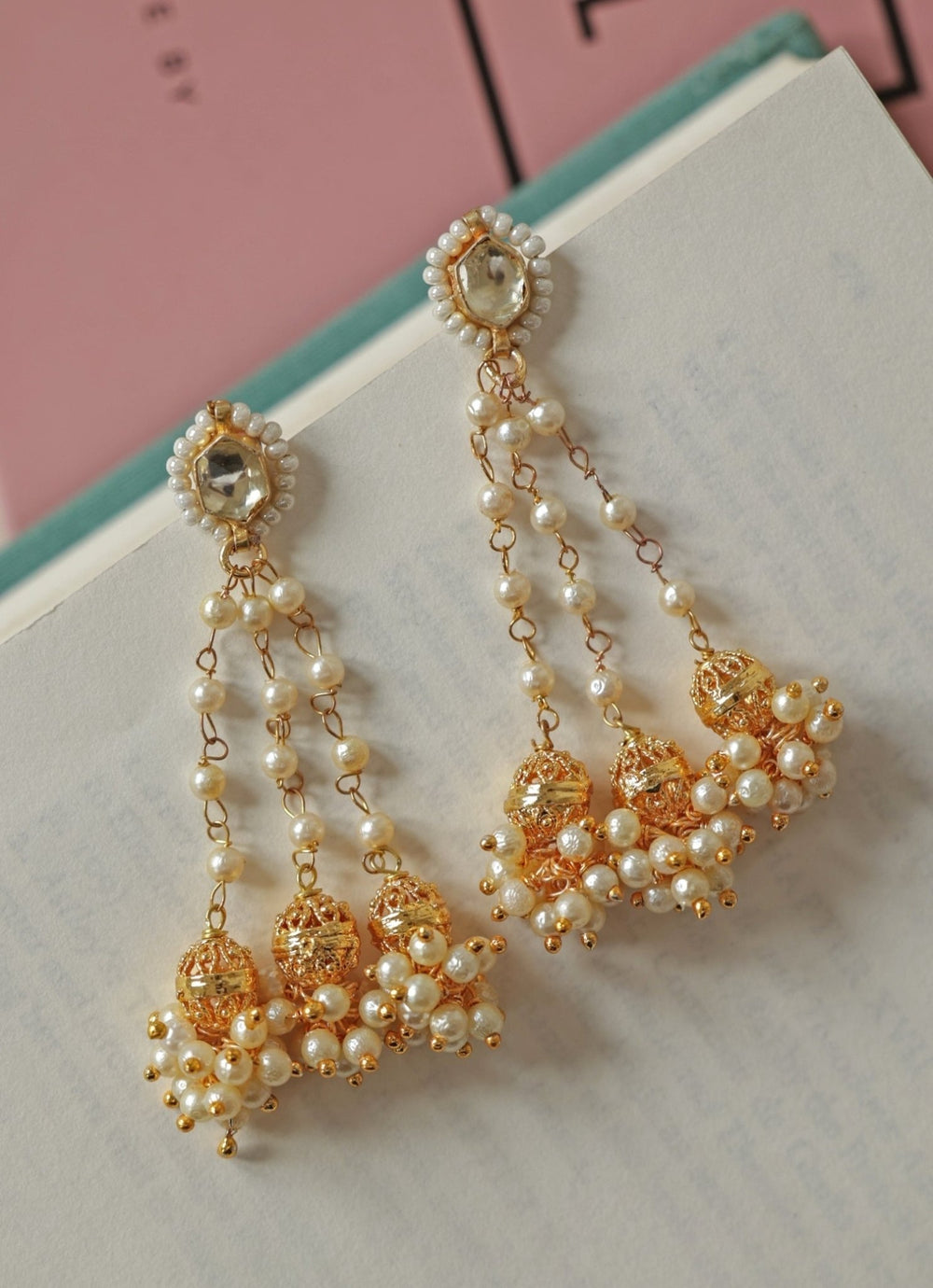 Do Taara Gold Kundan Dangler EarringsFabilicious Fashion