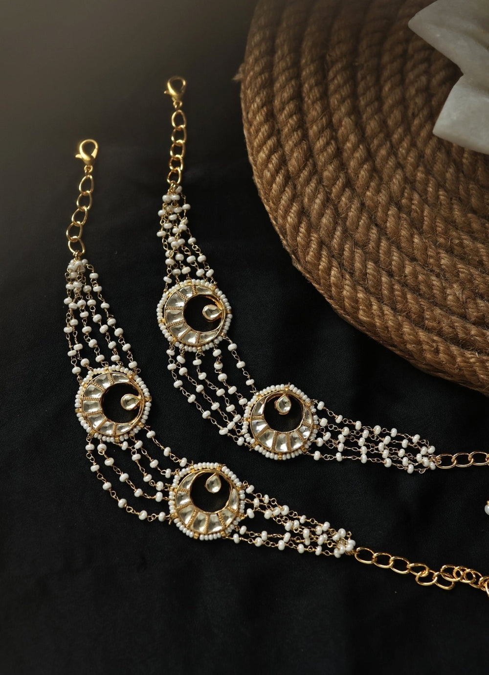 Do Taara Gold Kundan Pearl AnkletsFabilicious Fashion