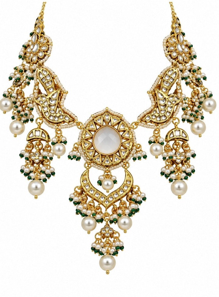 Vivinia By Vidhi Mehra Gold Kundan Pearl Statement Necklace SetFabilicious Fashion