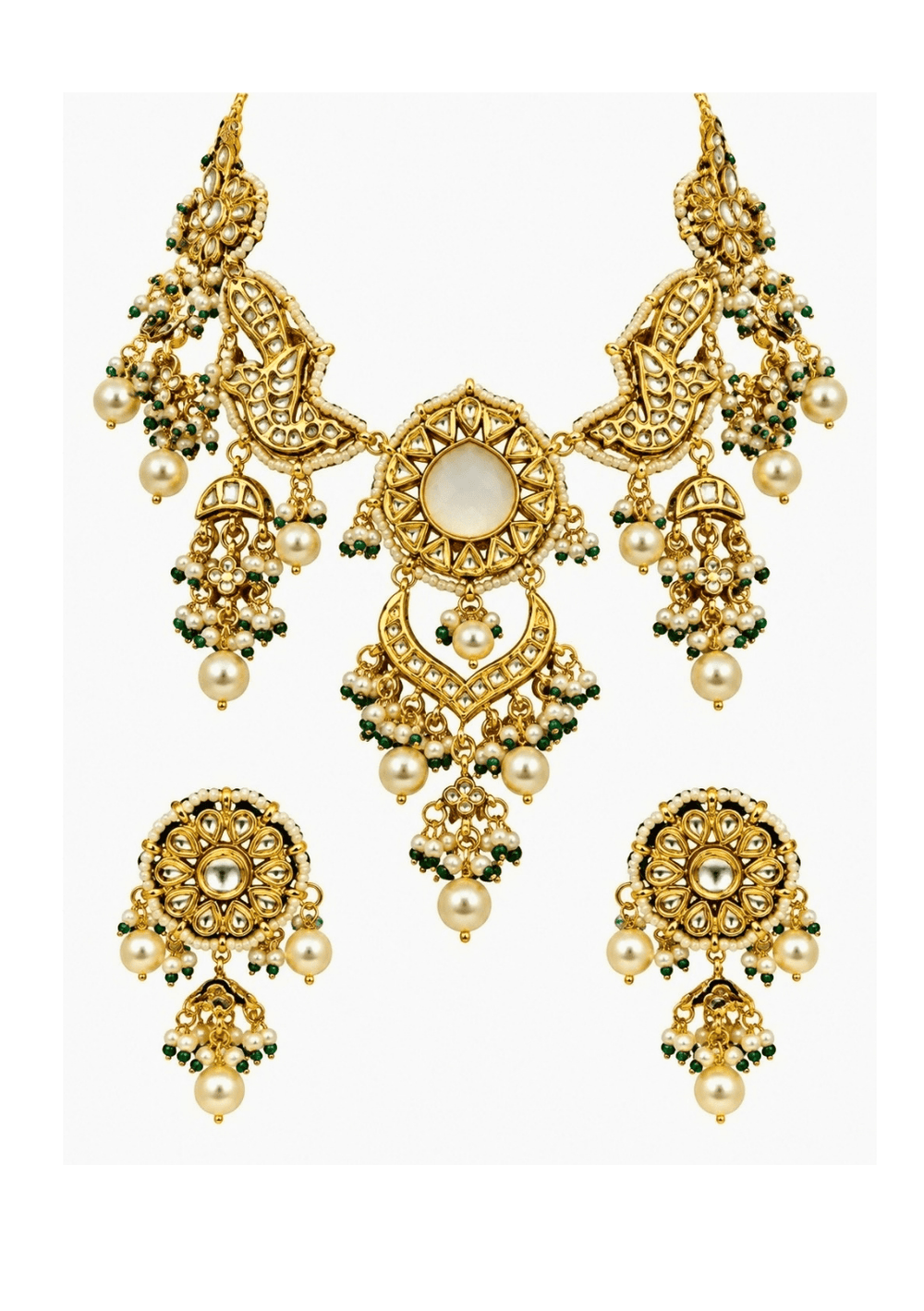 Vivinia By Vidhi Mehra Gold Kundan Pearl Statement Necklace SetFabilicious Fashion