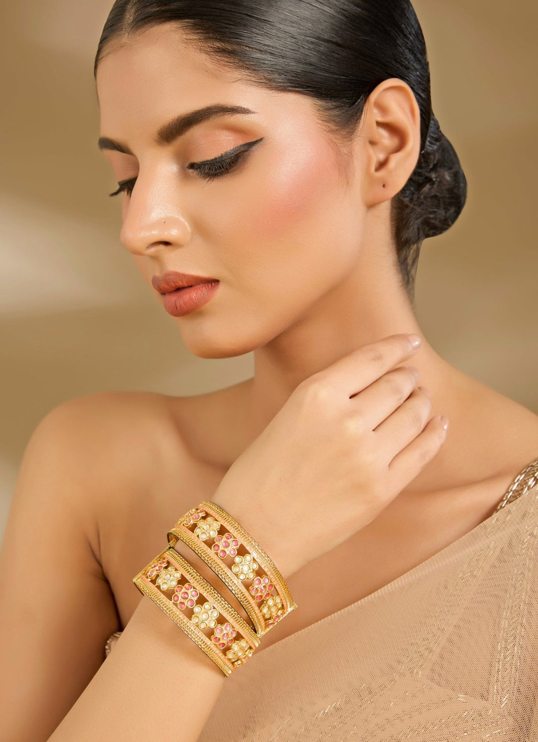 Gold Meenakari Bangle Vivinia By Vidhi Mehra - Fabilicious Fashion