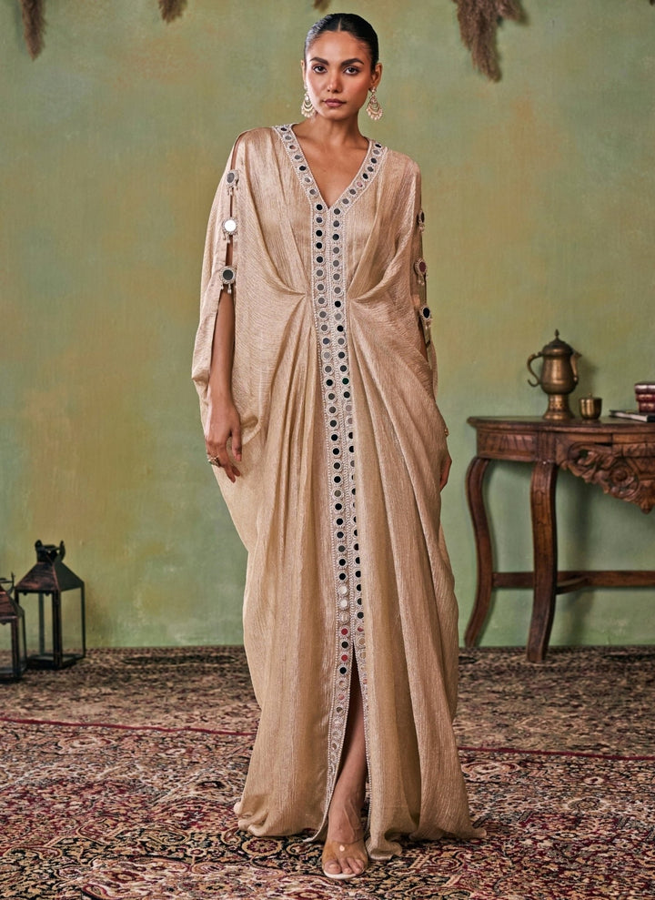 Seema Thukral Gold Mirror Embroidered Tissue KaftanFabilicious Fashion