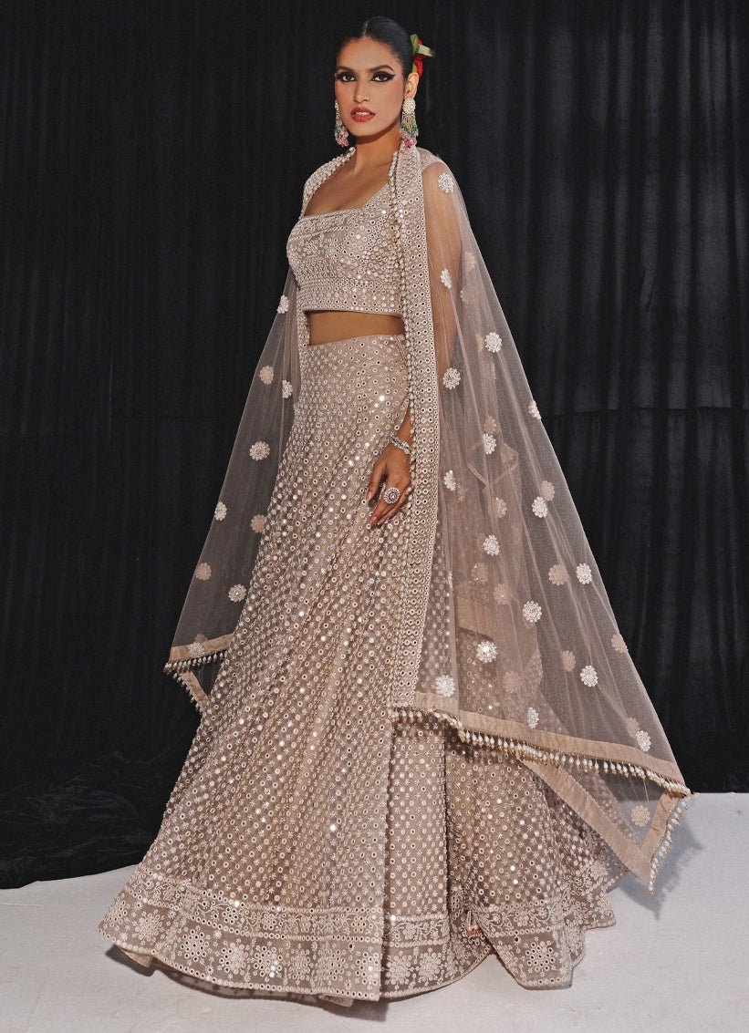 Gold Mirrorwork And Beadwork Lehenga Set Twenty Nine - Fabilicious Fashion