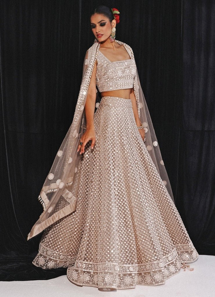 Gold Mirrorwork And Beadwork Lehenga Set Twenty Nine - Fabilicious Fashion