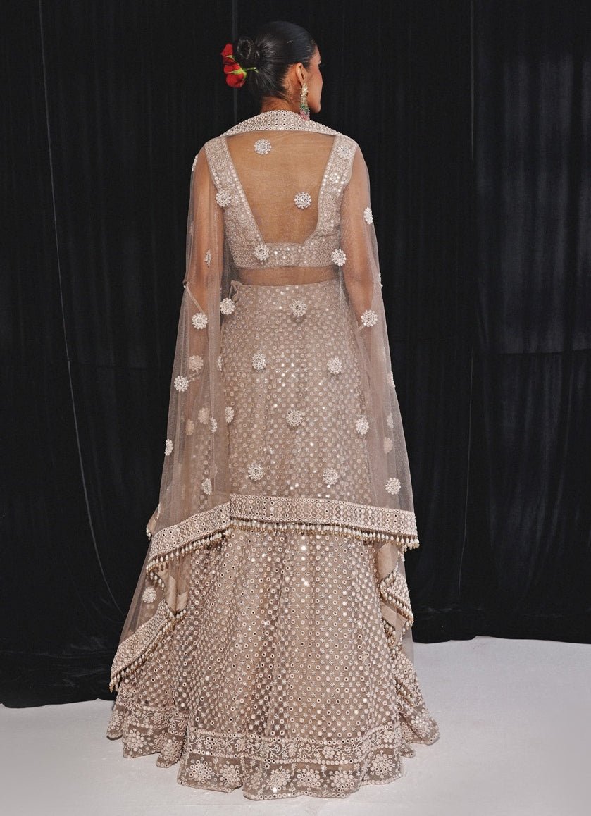 Gold Mirrorwork And Beadwork Lehenga Set Twenty Nine - Fabilicious Fashion