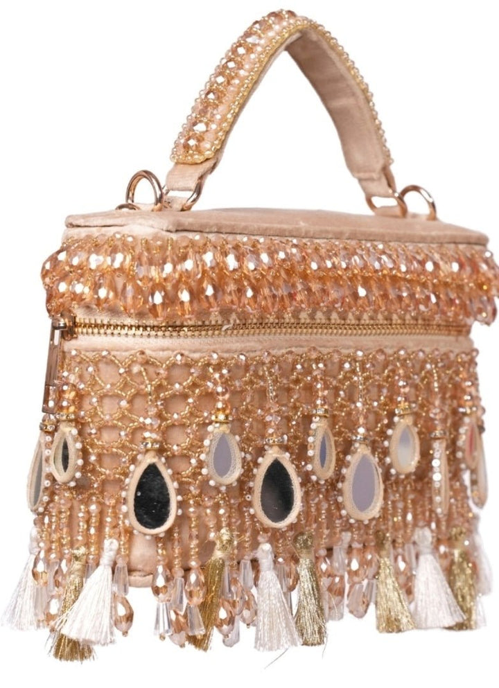 Gold Mirrorwork Embellished Vanity Bag House of Kosha - Fabilicious Fashion