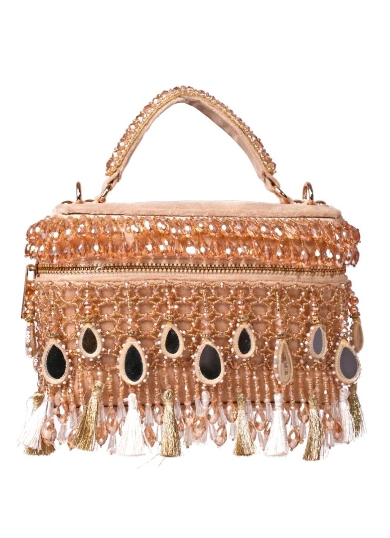 Gold Mirrorwork Embellished Vanity Bag House of Kosha - Fabilicious Fashion