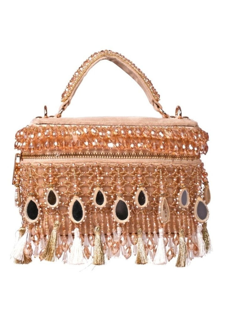 Gold Mirrorwork Embellished Vanity Bag House of Kosha - Fabilicious Fashion