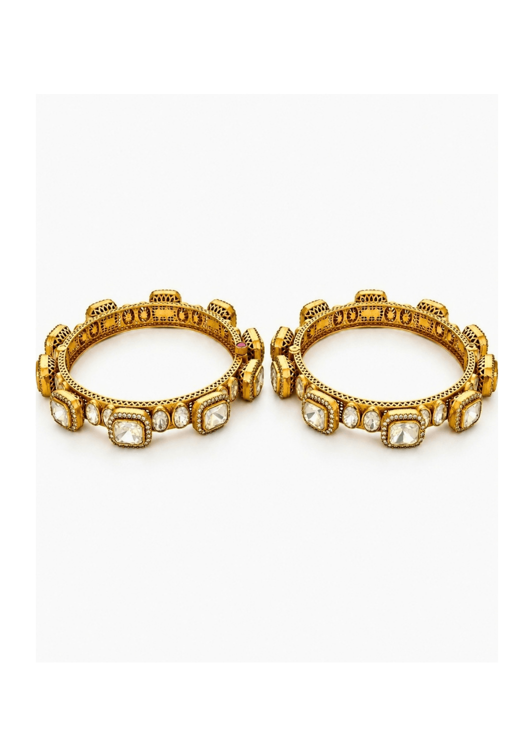 Vivinia By Vidhi Mehra Gold Moissanite Polki Bangle SetFabilicious Fashion