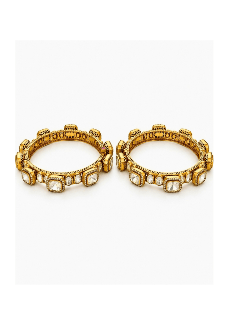 Vivinia By Vidhi Mehra Gold Moissanite Polki Bangle SetFabilicious Fashion