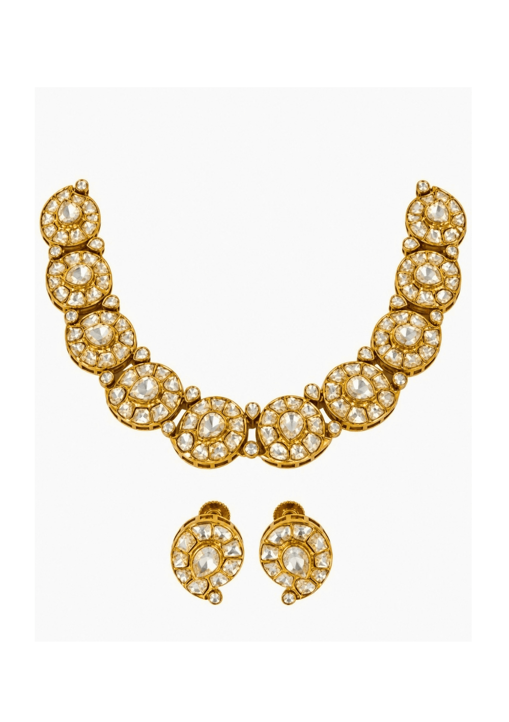 Vivinia By Vidhi Mehra Gold Moissanite Polki Floral Choker SetFabilicious Fashion