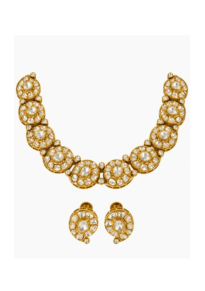 Vivinia By Vidhi Mehra Gold Moissanite Polki Floral Choker SetFabilicious Fashion