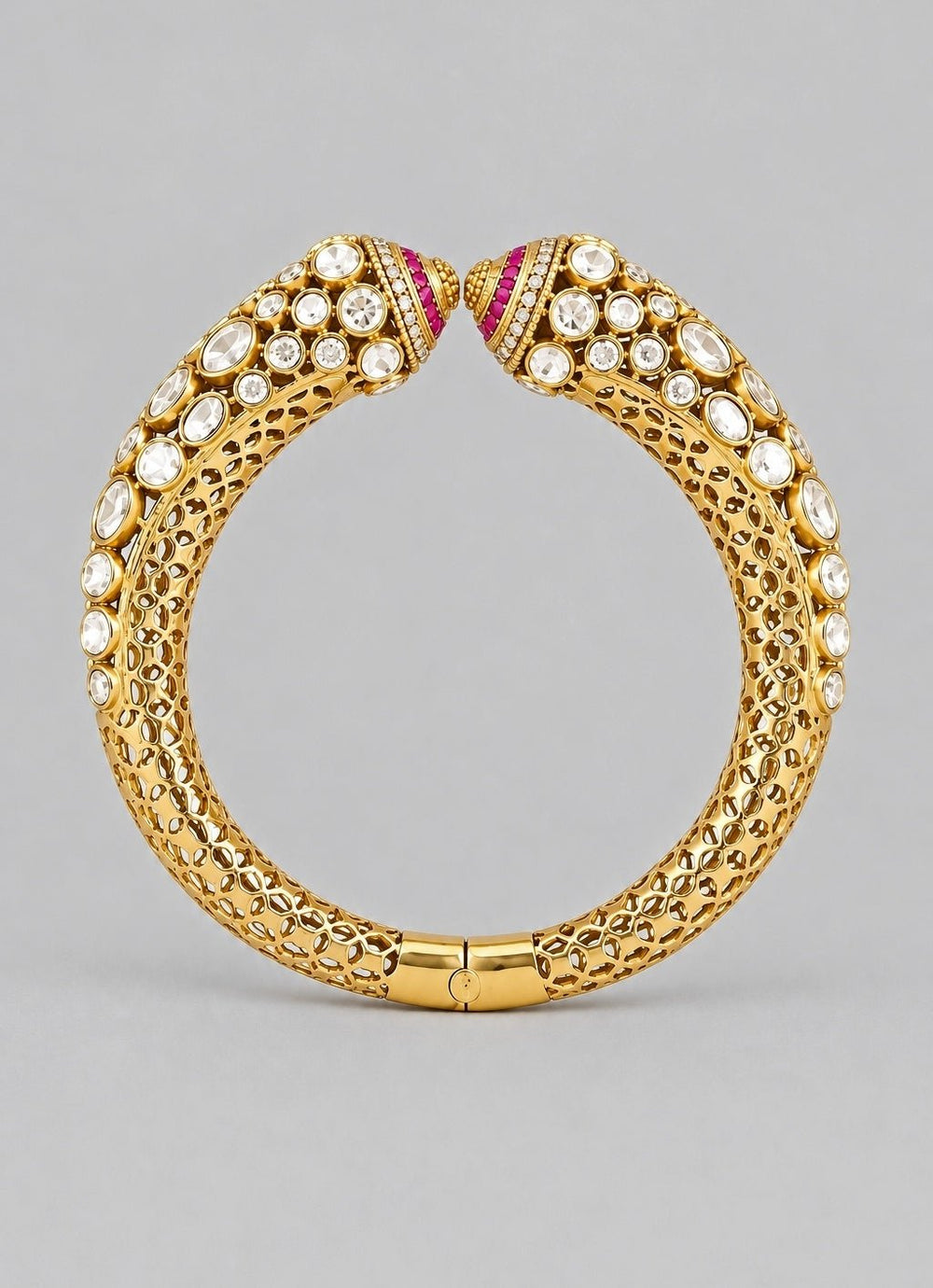 Zevar by Geeta Gold Moissanite Red Stone Cuff BraceletFabilicious Fashion