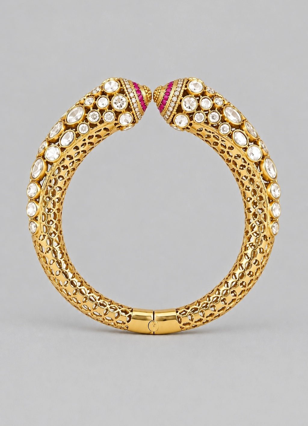 Zevar by Geeta Gold Moissanite Red Stone Cuff BraceletFabilicious Fashion