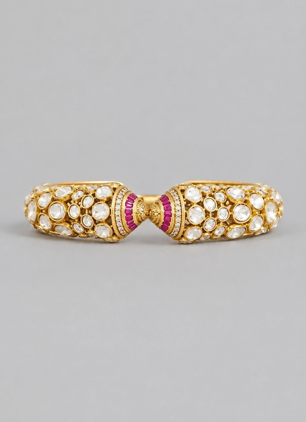 Zevar by Geeta Gold Moissanite Red Stone Cuff BraceletFabilicious Fashion