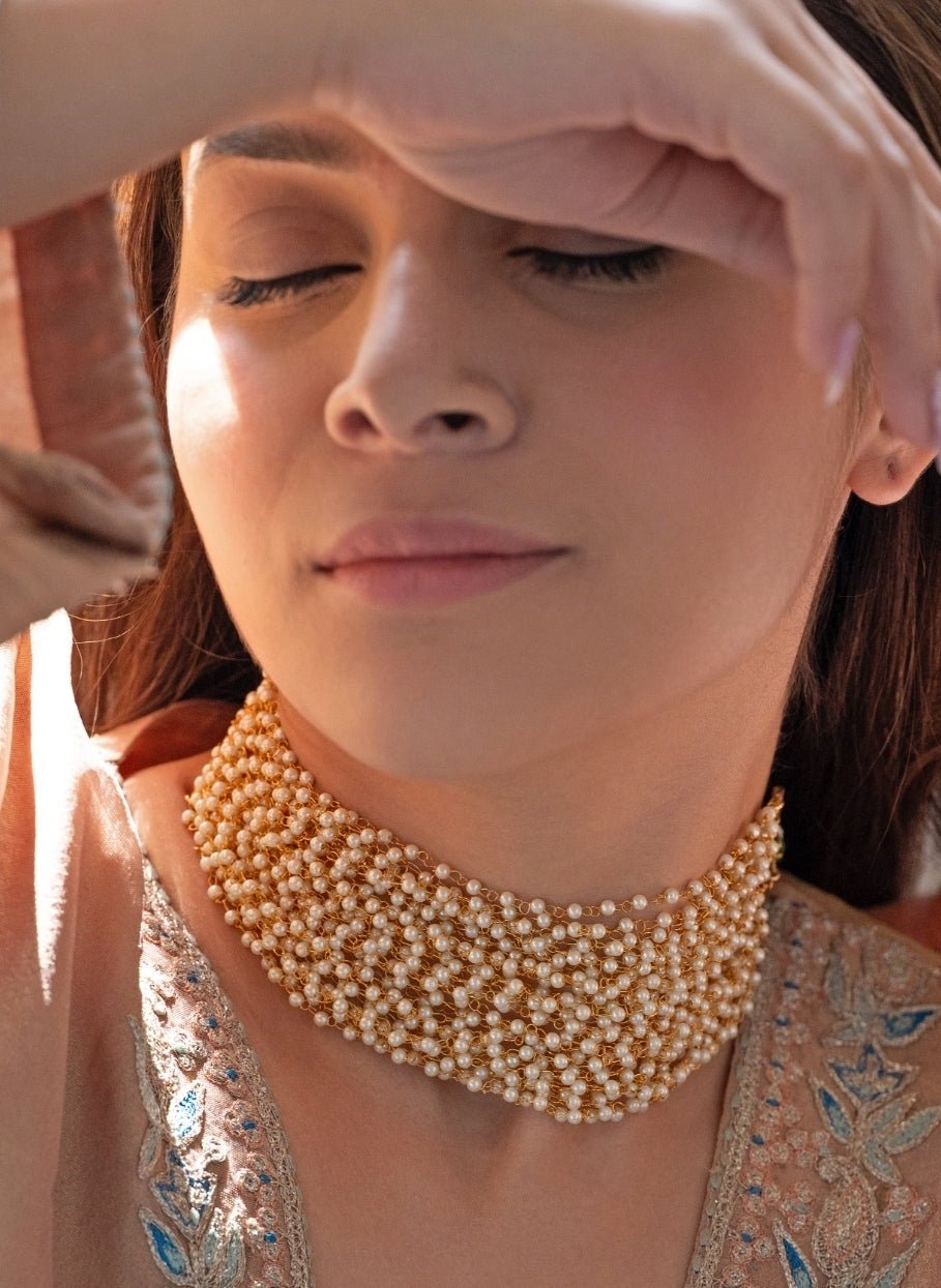Do Taara Gold Multilayered Pearl Choker NecklaceFabilicious Fashion