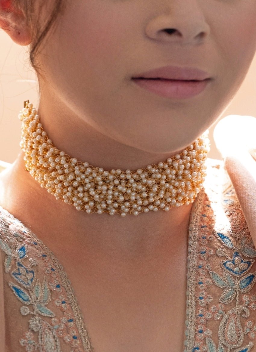 Do Taara Gold Multilayered Pearl Choker NecklaceFabilicious Fashion