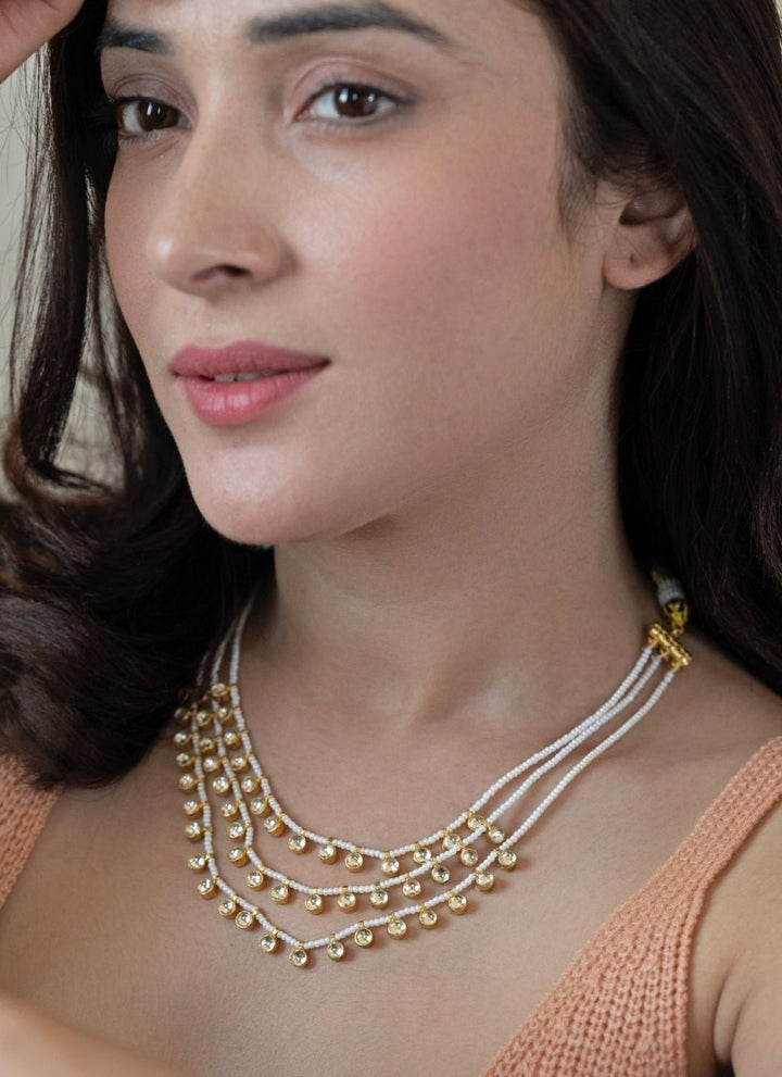 Do Taara Gold Multilayered Pearl Kundan NecklaceFabilicious Fashion