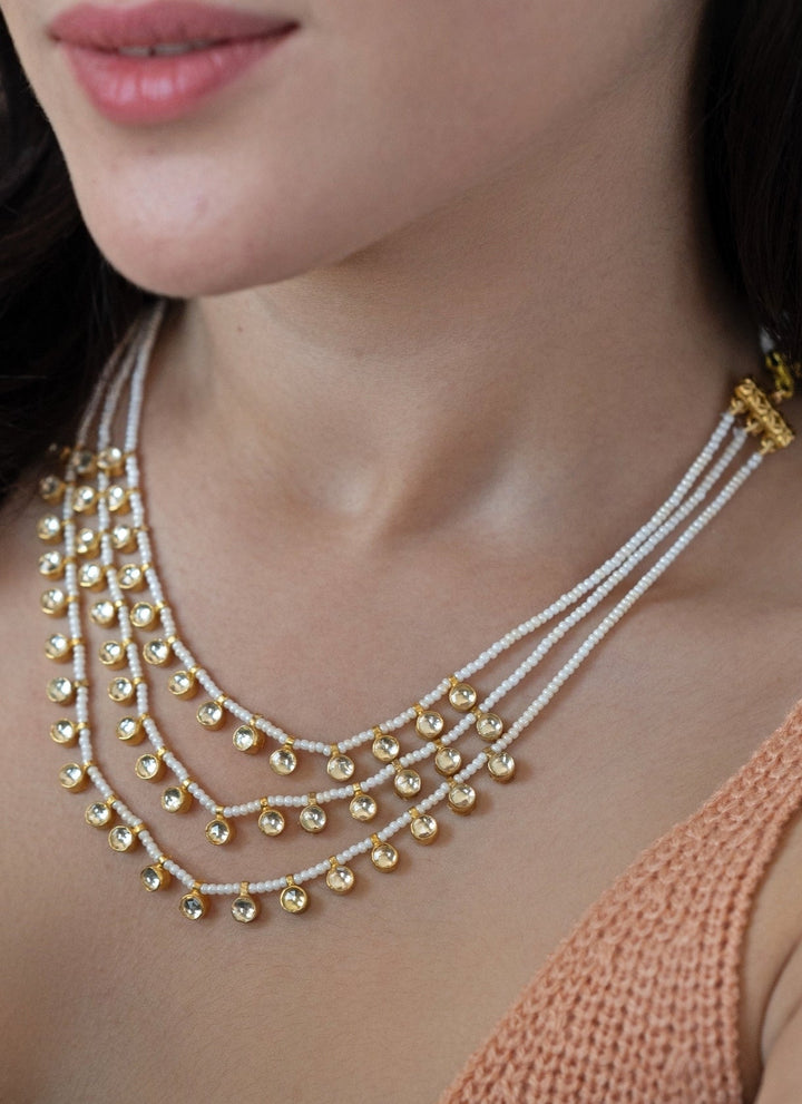Do Taara Gold Multilayered Pearl Kundan NecklaceFabilicious Fashion