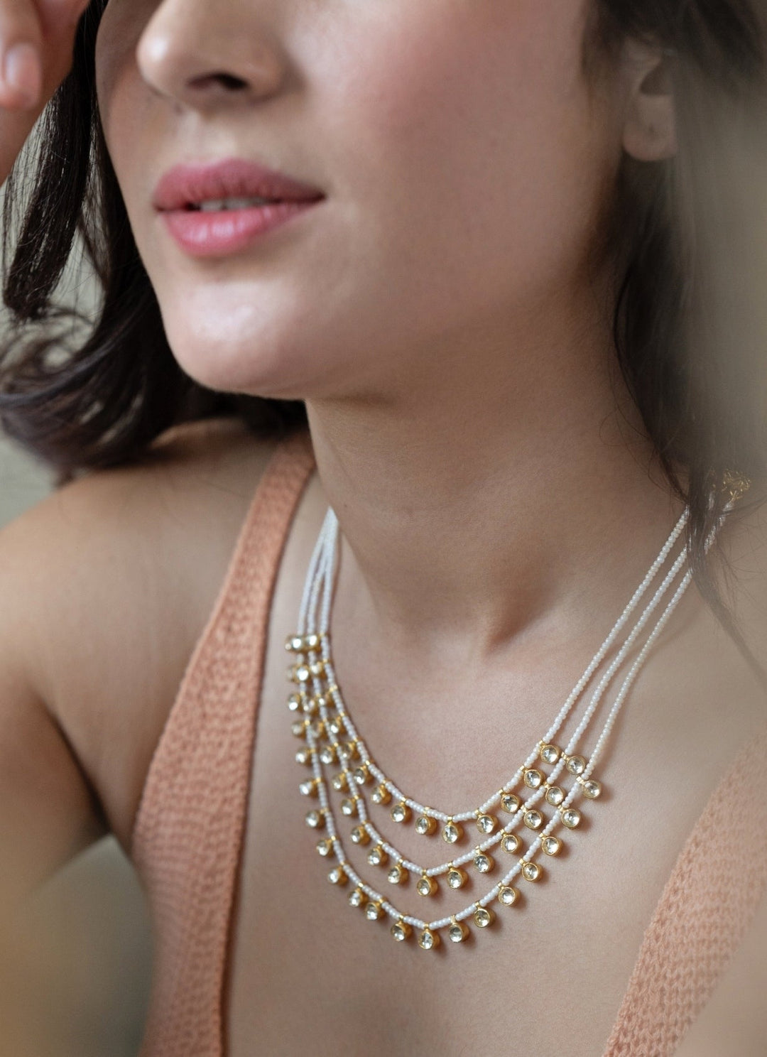 Do Taara Gold Multilayered Pearl Kundan NecklaceFabilicious Fashion