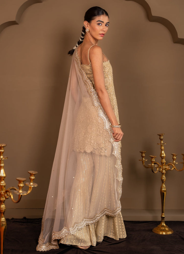 Gold Net Kurta Sharara Set Renee Label - Fabilicious Fashion