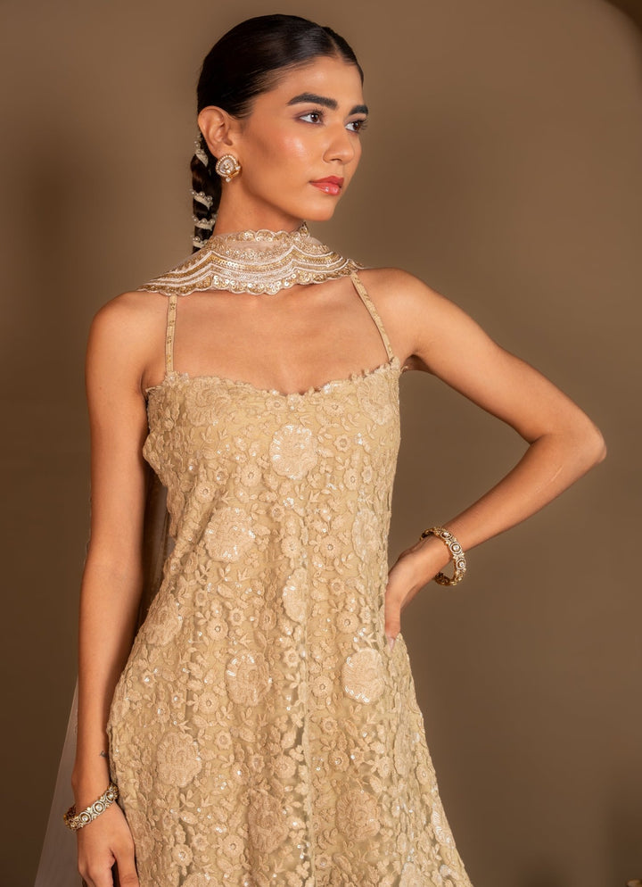 Gold Net Kurta Sharara Set Renee Label - Fabilicious Fashion