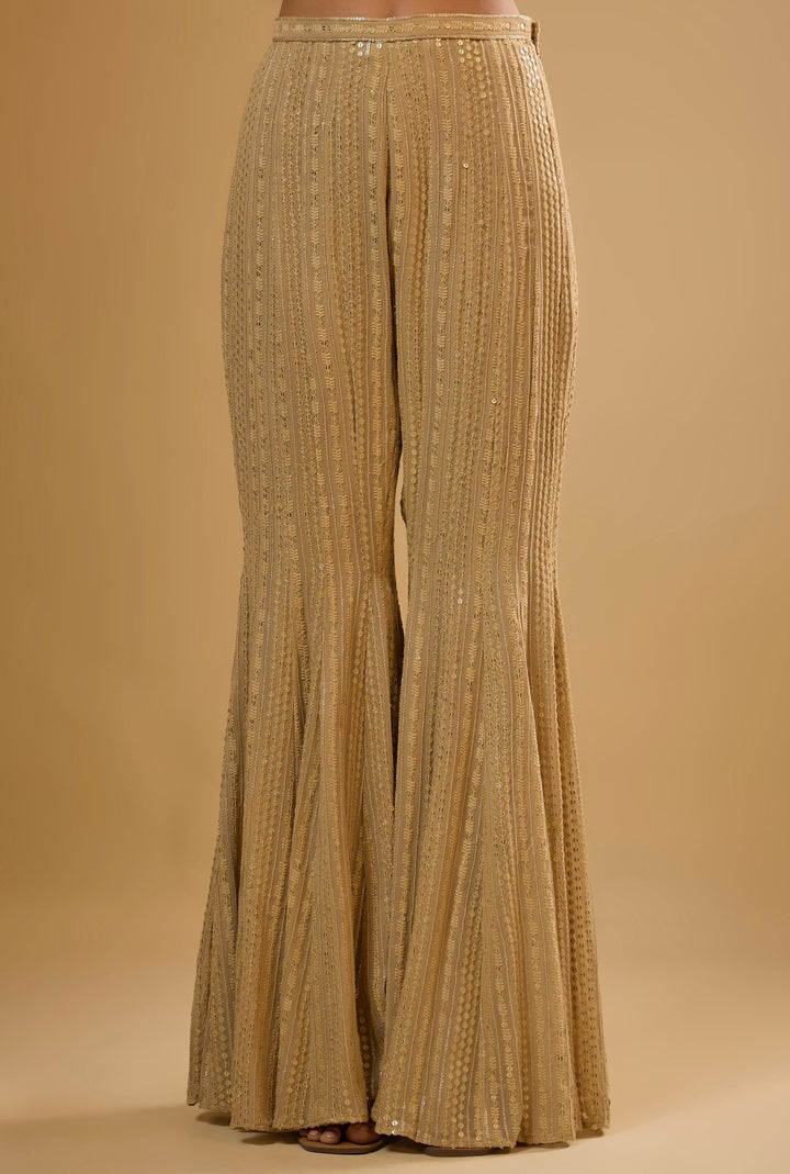 Gold Net Kurta Sharara Set Renee Label - Fabilicious Fashion
