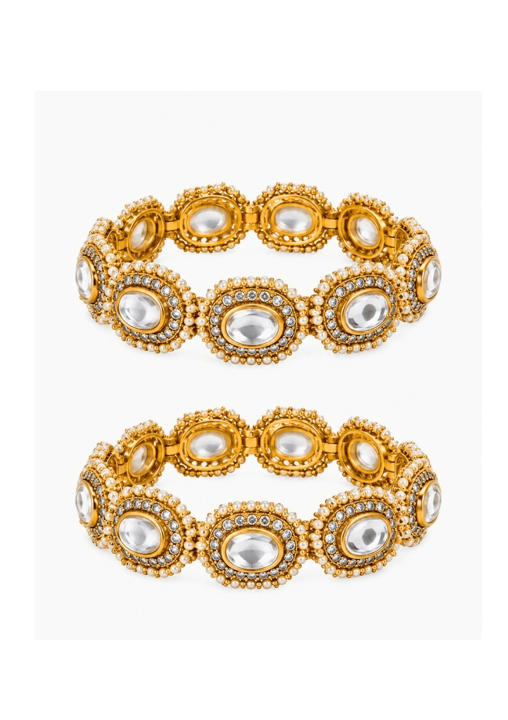 Vivinia By Vidhi Mehra Gold Oval Motif Moissanite Polki BanglesFabilicious Fashion