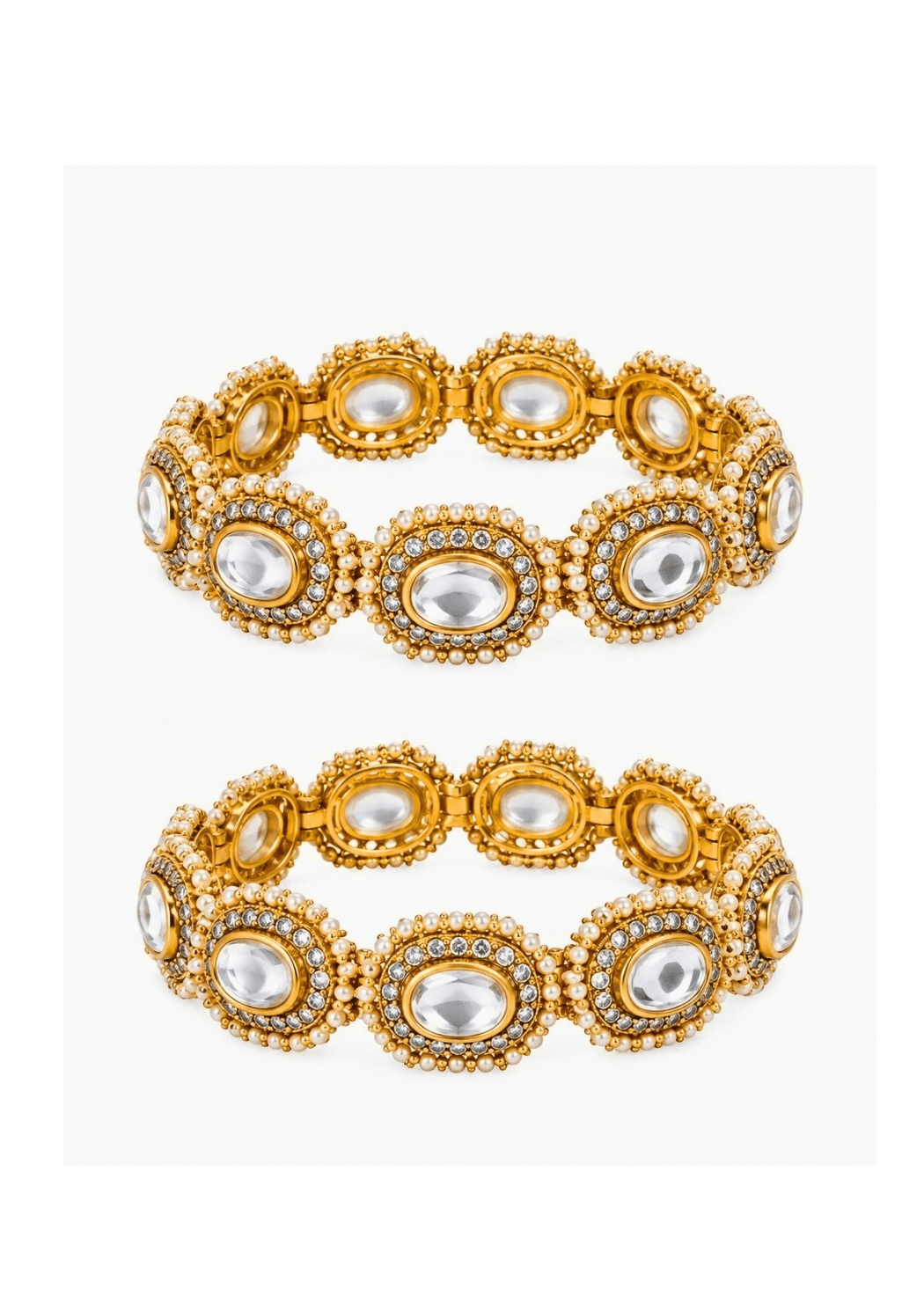 Vivinia By Vidhi Mehra Gold Oval Motif Moissanite Polki BanglesFabilicious Fashion