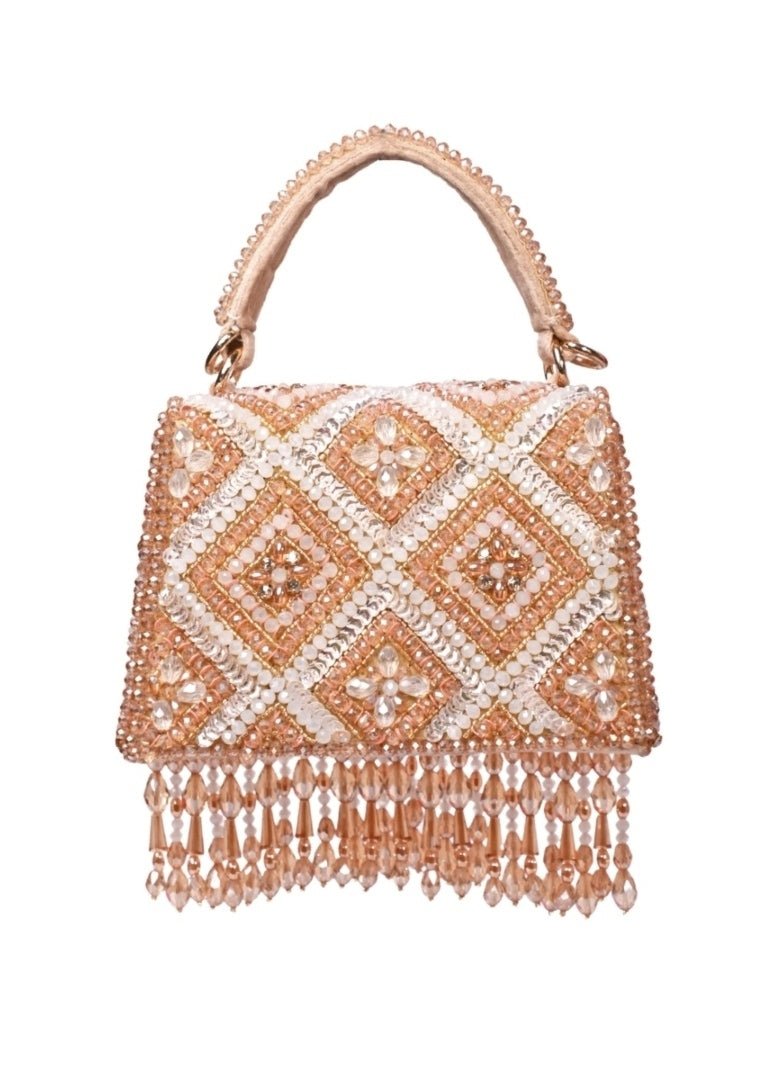 Gold Pastel Suede Embellished Box Bag House of Kosha - Fabilicious Fashion