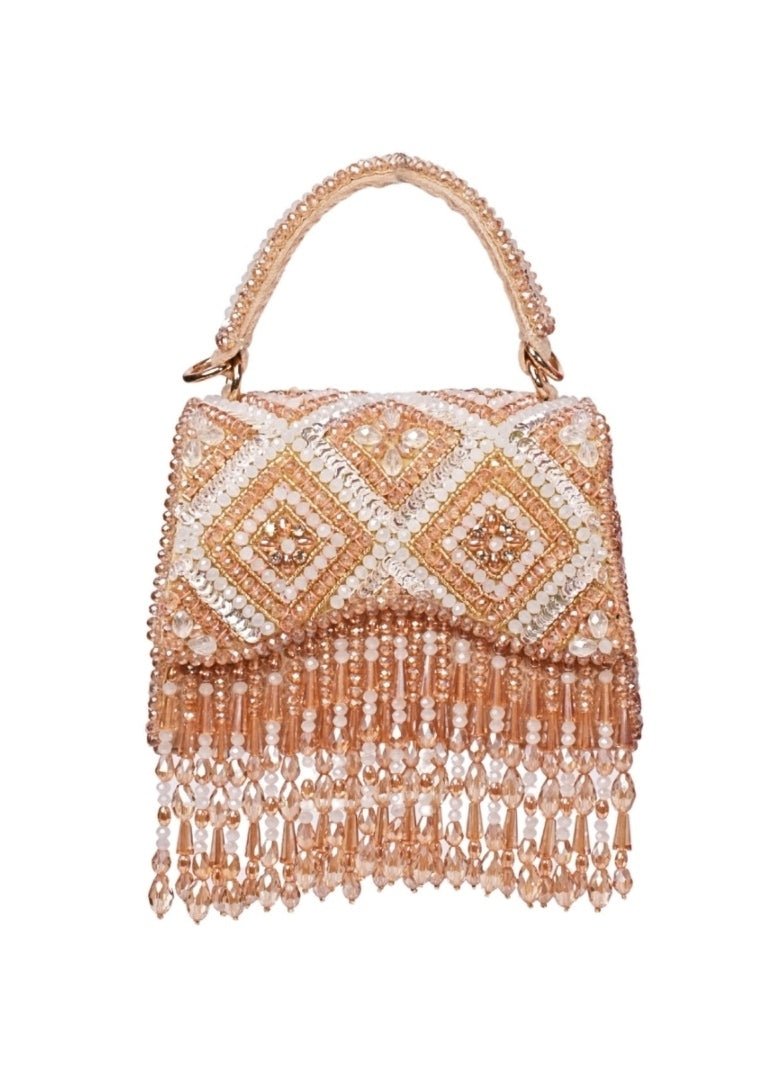 Gold Pastel Suede Embellished Box Bag House of Kosha - Fabilicious Fashion