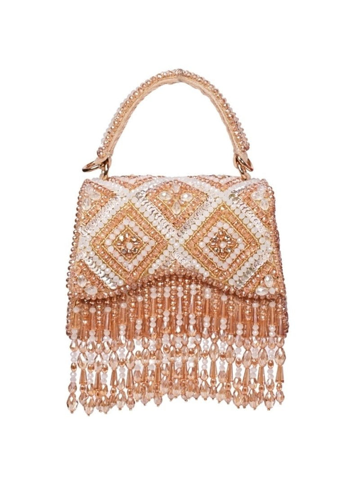 Gold Pastel Suede Embellished Box Bag House of Kosha - Fabilicious Fashion