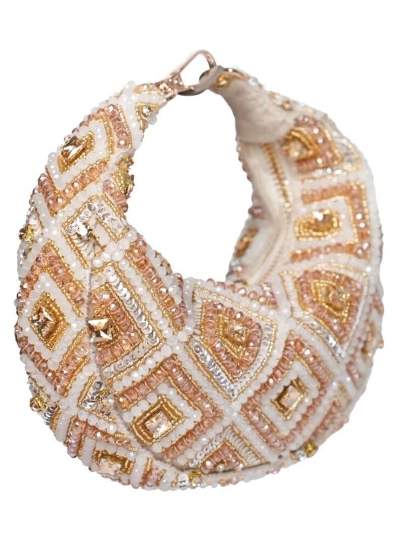 Gold Pastel Suede Embellished Hobo Bag House of Kosha - Fabilicious Fashion