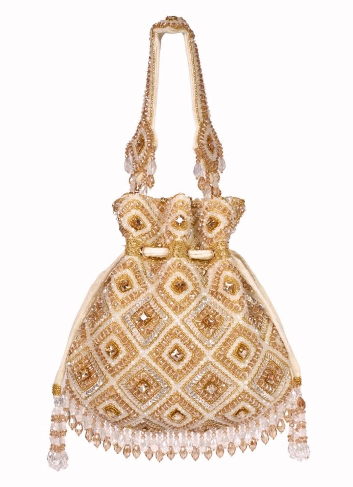 Gold Pastel Suede Embellished Potli House of Kosha - Fabilicious Fashion