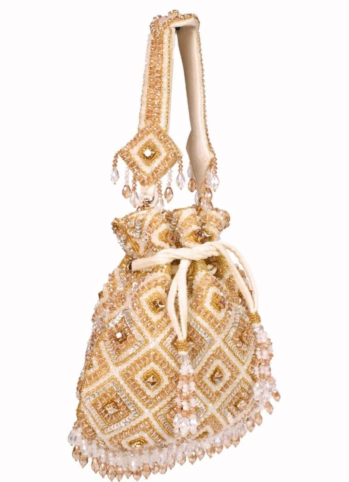 Gold Pastel Suede Embellished Potli House of Kosha - Fabilicious Fashion