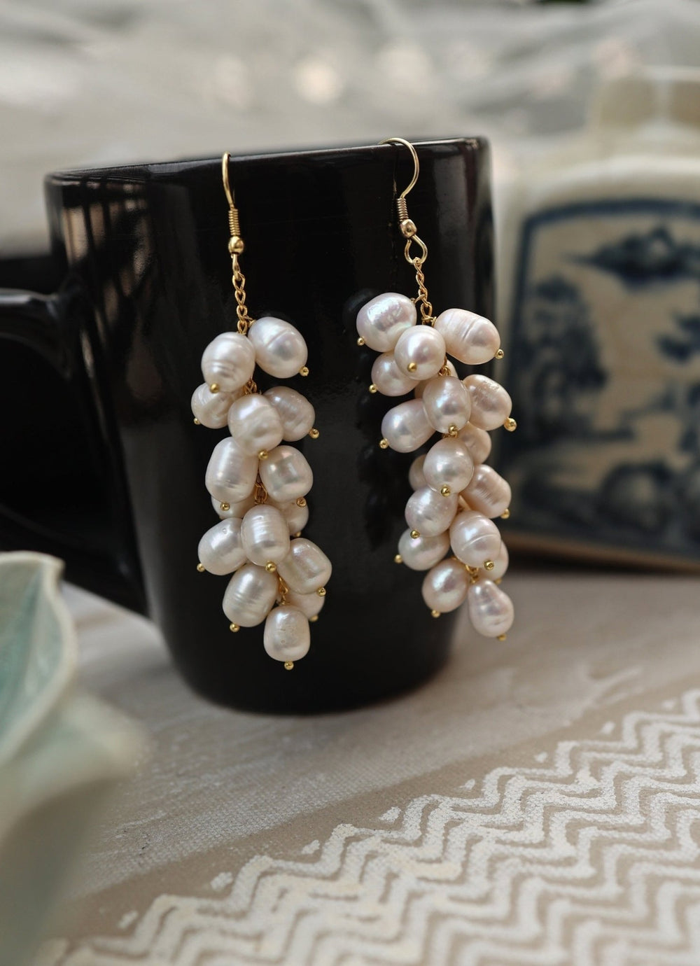 Do Taara Gold Pearl Cluster EaringsFabilicious Fashion
