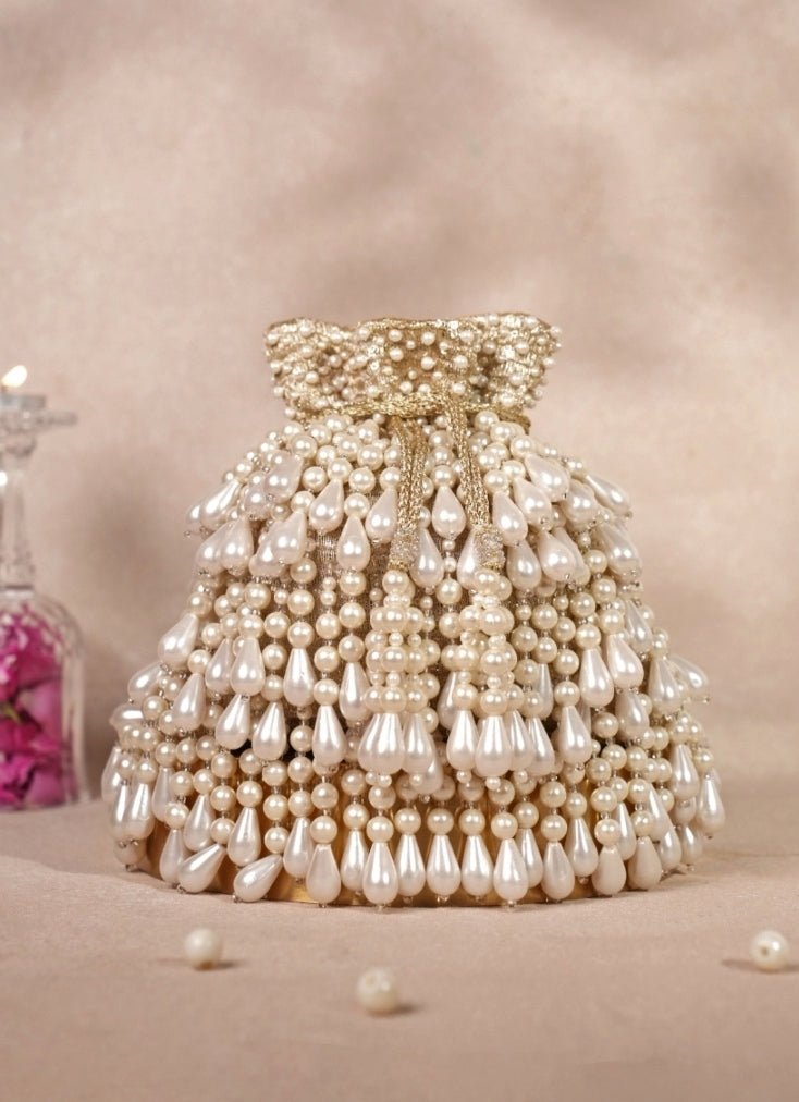 Gold Pearl Georgette Embellished Potli House of Kosha - Fabilicious Fashion