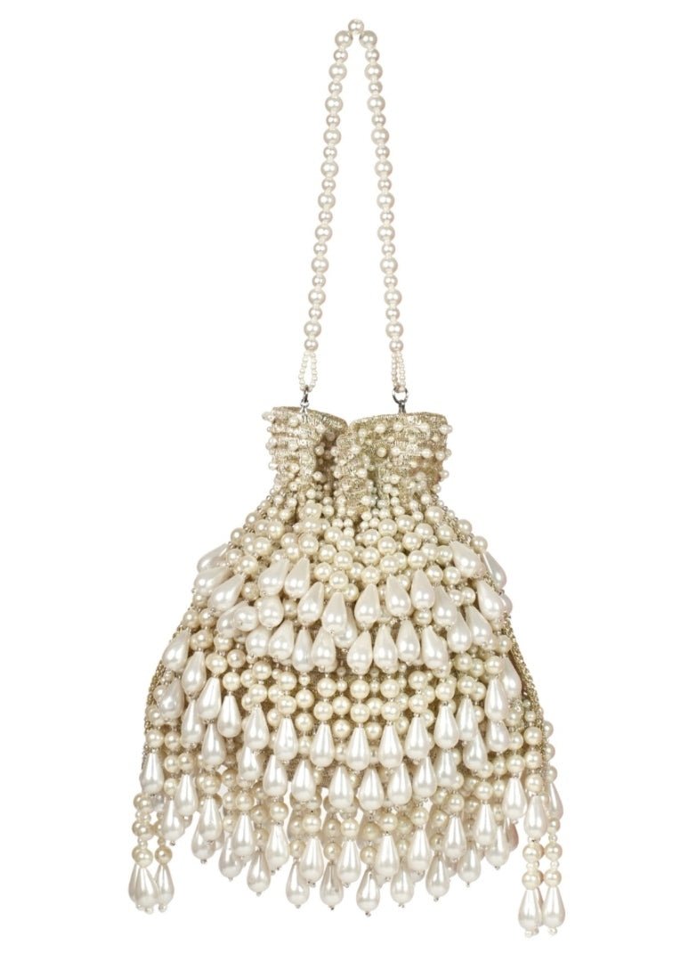 Gold Pearl Georgette Embellished Potli House of Kosha - Fabilicious Fashion