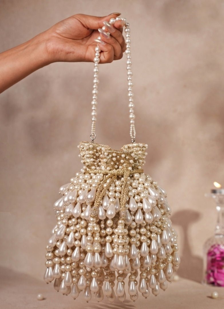 Gold Pearl Georgette Embellished Potli House of Kosha - Fabilicious Fashion